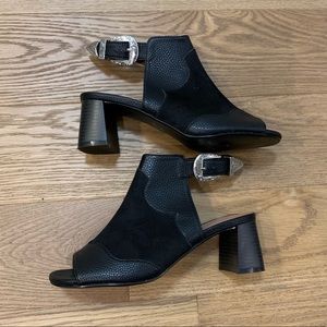 Topshop Black Western Mules